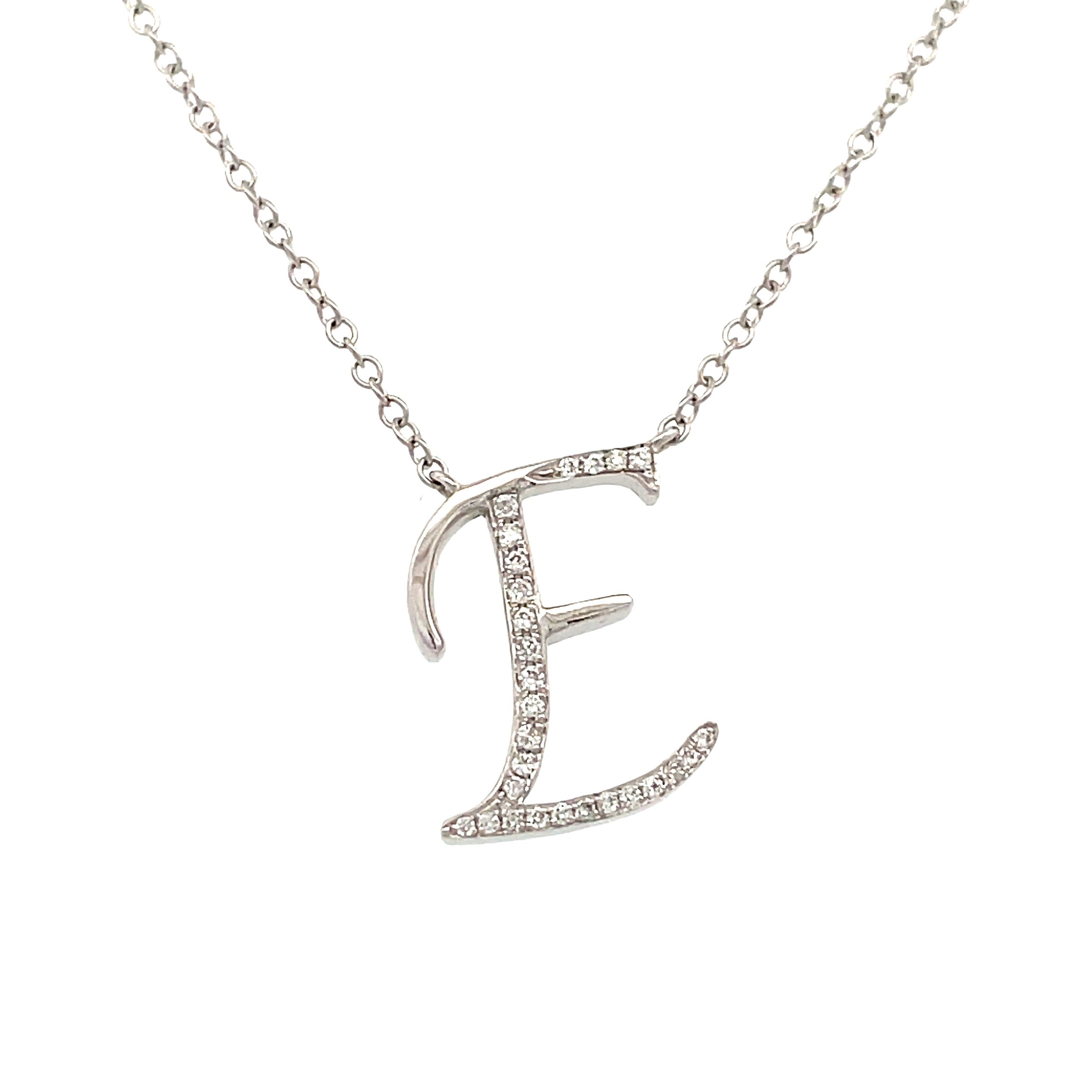 0.07 White Diamond Round 14K White Gold Necklace Length 18