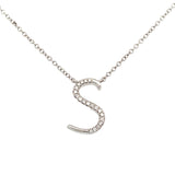 0.07 White Diamond Round 14K White Gold Necklace Length 18