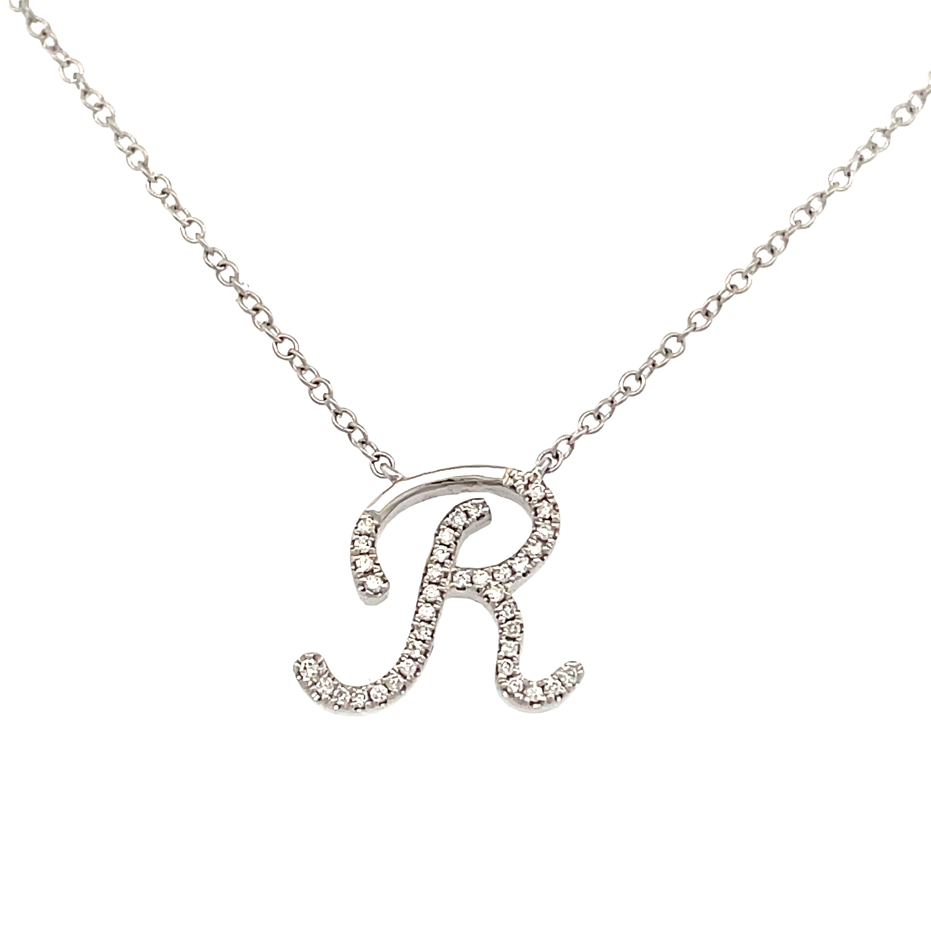 0.07 White Diamond Round 14K White Gold Necklace Length 18
