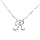 0.07 White Diamond Round 14K White Gold Necklace Length 18