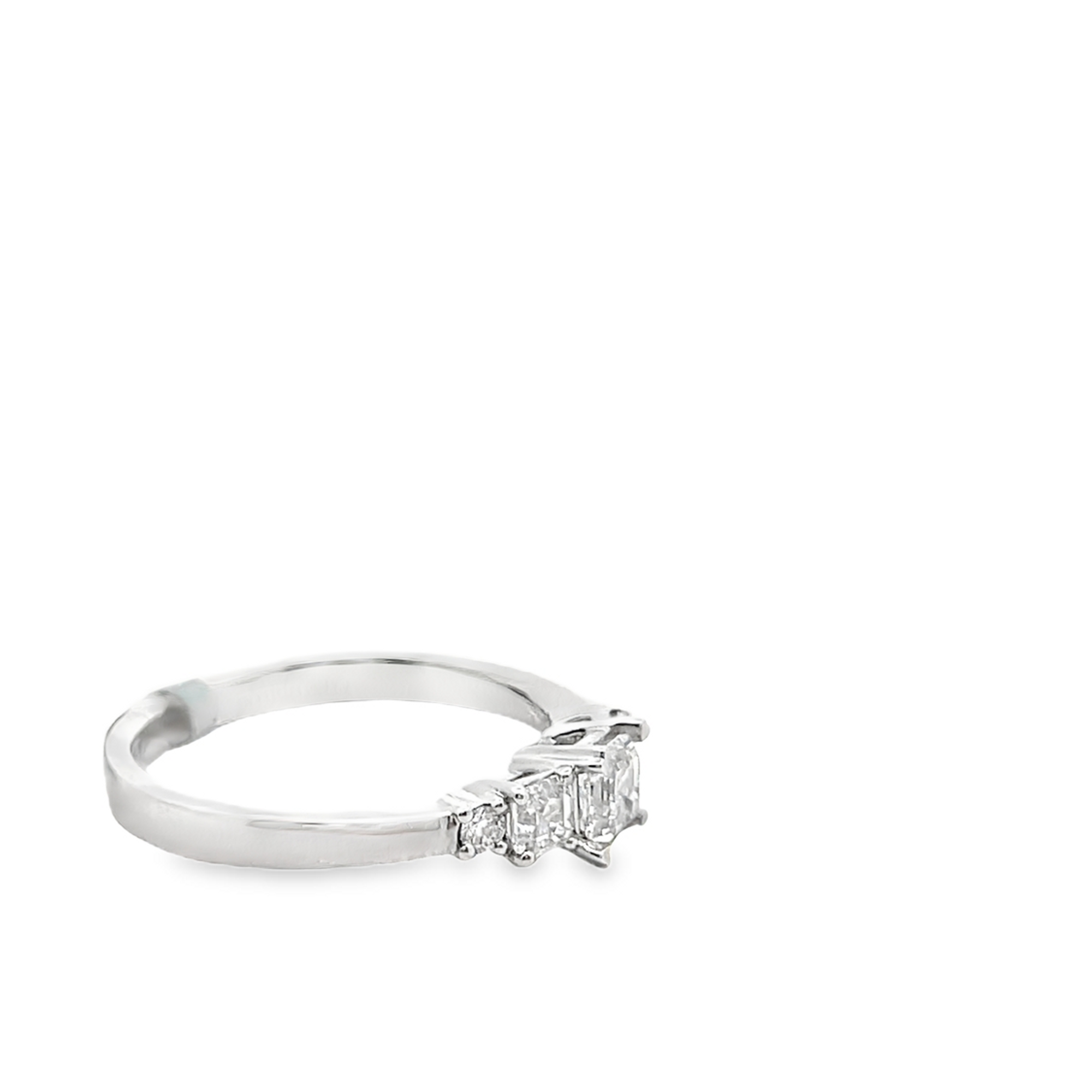 PLATINUM 3-STONE ASSCHER CUT DIAMOND BRIDAL RING