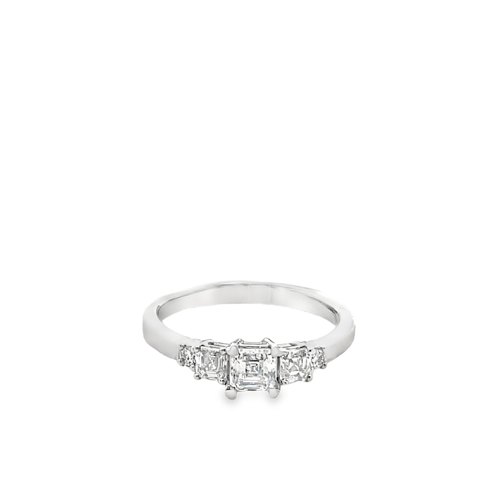 PLATINUM 3-STONE ASSCHER CUT DIAMOND BRIDAL RING