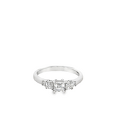 PLATINUM 3-STONE ASSCHER CUT DIAMOND BRIDAL RING