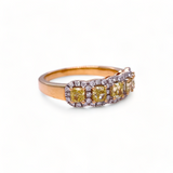 14KT YELLOW GOLD 5 STONE CUSHION YELLOW DIAMOND BAND