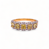 14KT YELLOW GOLD 5 STONE CUSHION YELLOW DIAMOND BAND