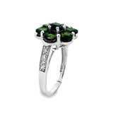 925 Sterling Silver Chrome Diopside & White Zircon Ring