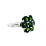 925 Sterling Silver Chrome Diopside & White Zircon Ring