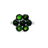 925 Sterling Silver Chrome Diopside & White Zircon Ring