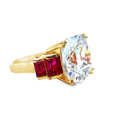 Yellow Plated 925 Sterling Silver CZ & Red CZ Ring