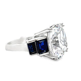 925 Sterling Silver CZ & Blue CZ Ring