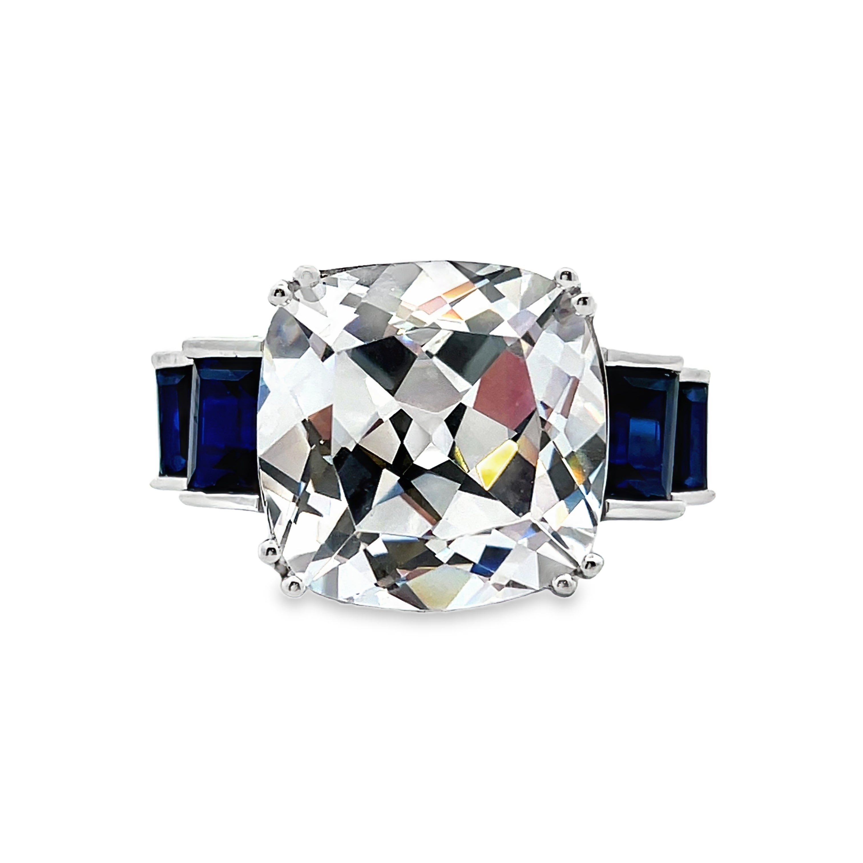 925 Sterling Silver CZ & Blue CZ Ring