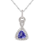 Genuine Tanzanite And White Zircon Sterling Silver Pendant