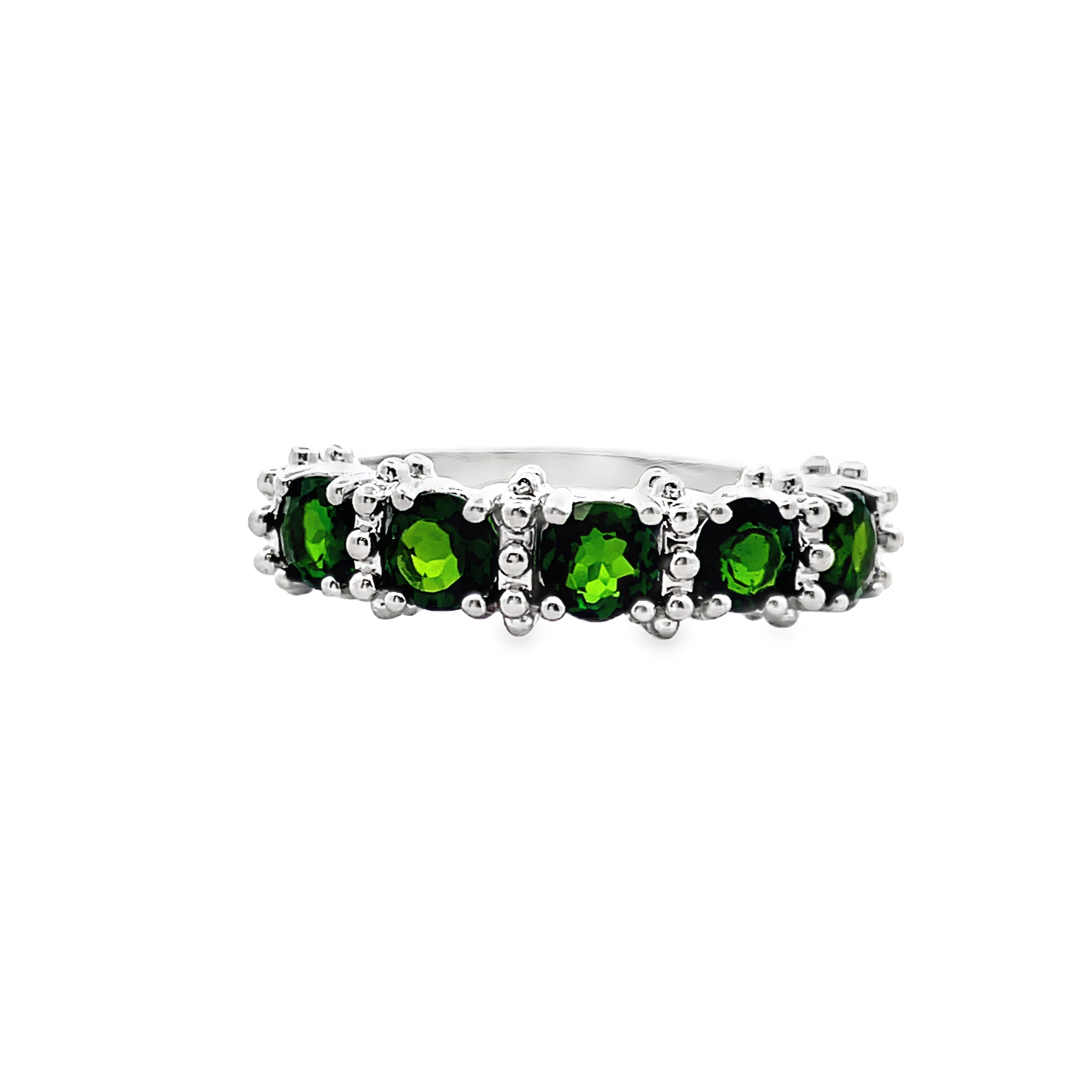 925 Sterling Silver 5-Stone Chrome Diopside Band