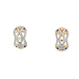 14KT White Gold Yellow & White Diamond Hoop Earrings