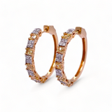 14KT Yellow Gold Cushion Yellow Diamond Hoop Earrings