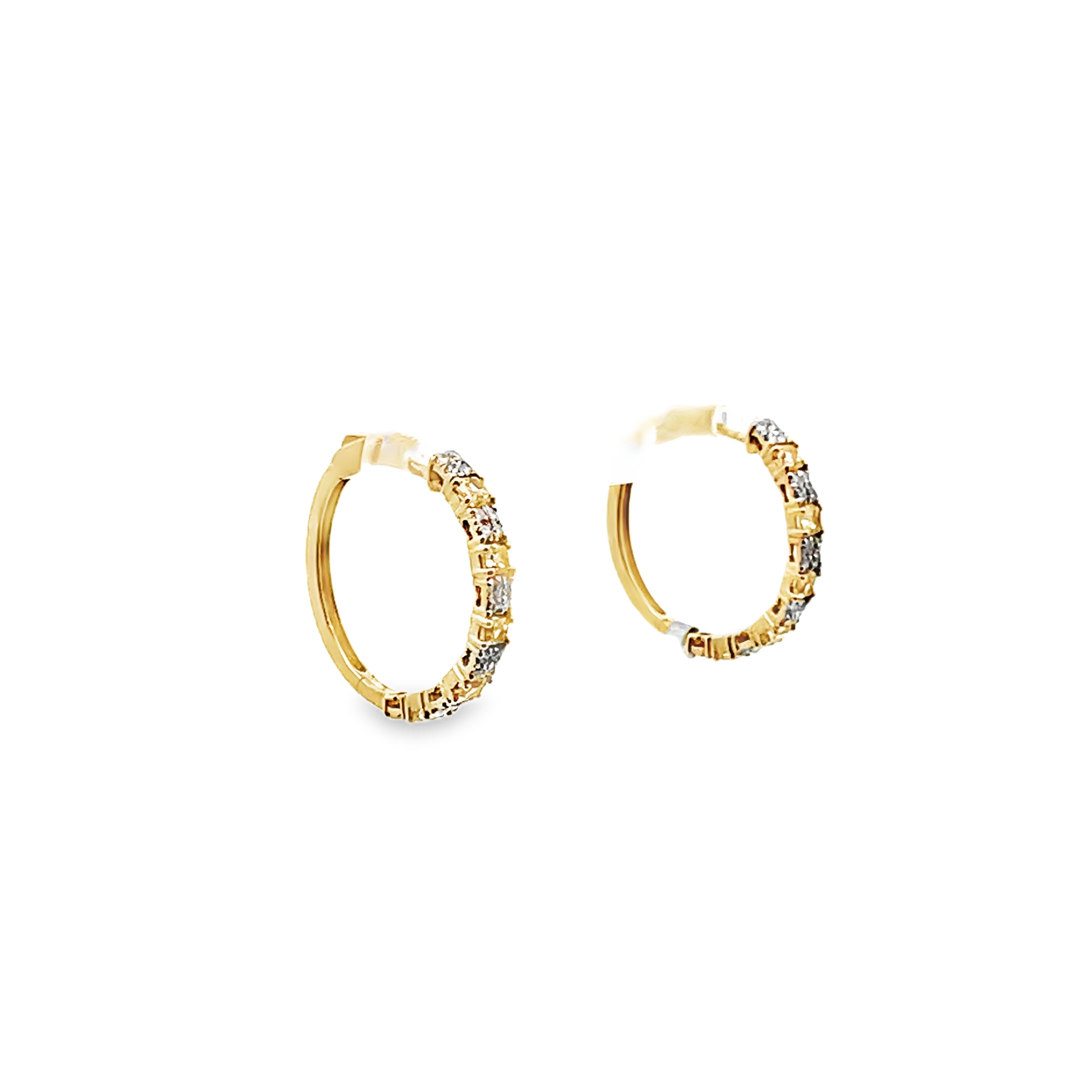 14KT Yellow Gold Cushion Yellow Diamond Hoop Earrings