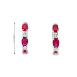 14KT WHITE GOLD RUBY & DIAMOND HOOP EARRINGS