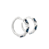 14KT WHITE GOLD SAPPHIRE & DIAMOND HOOP EARRINGS