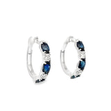 14KT WHITE GOLD SAPPHIRE & DIAMOND HOOP EARRINGS