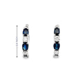 14KT WHITE GOLD SAPPHIRE & DIAMOND HOOP EARRINGS