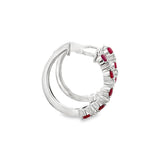 14KT WHITE GOLD RUBY & DIAMOND HOOP EARRINGS