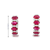 14KT WHITE GOLD RUBY & DIAMOND HOOP EARRINGS