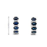 14KT WHITE GOLD SAPPHIRE & DIAMOND HOOP EARRINGS