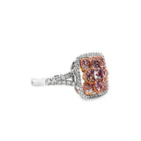 14KT Two Tone Gold Pink & White Diamond Ring Size 6