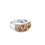 14KT WHITE GOLD MULTI COLOR DIAMOND BAND