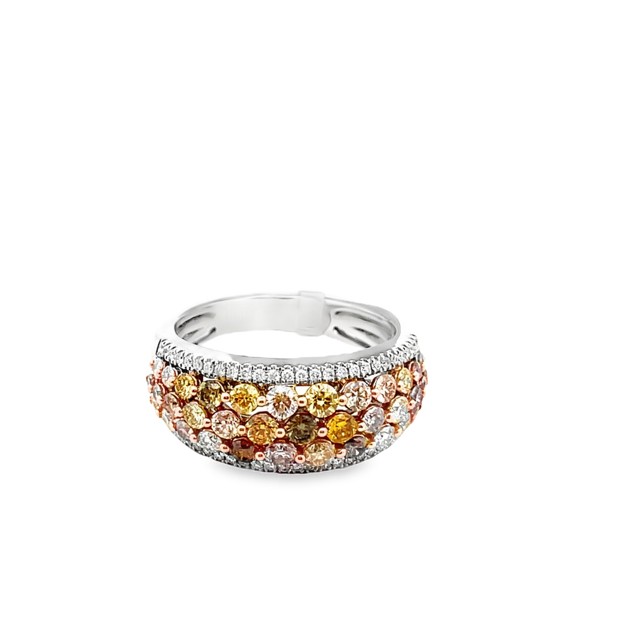 14KT WHITE GOLD MULTI COLOR DIAMOND BAND