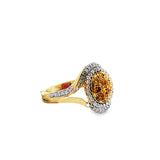 10KT Yellow Gold Multi Colored Diamond & White Diamond Ring Size 8