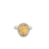 14KT YELLOW GOLD OVAL CUT OPAL & DIAMOND RING