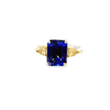 14KT Two Tone Gold Tanzanite & Yellow Diamond Ring Size 7