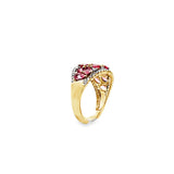 14KT Yellow Gold Padparadscha Sapphire & White Diamond