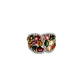 14KT Yellow Gold Multi Shape Multi Tourmaline & Diamond Ring Size 7