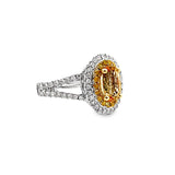 14KT White Gold Imperial Topaz & White/Yellow Diamond Ring Size 7