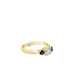 14KT YELLOW GOLD ROUND BRILLIANT CUT & BLUE SAPPHIRE DIAMOND RING