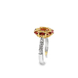 14KT Two Tone Gold Imperial Topaz, Tourmaline & Diamond Ring Size 8