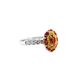 14KT Two Tone Gold Imperial Topaz, Tourmaline & Diamond Ring Size 8