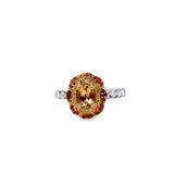 14KT Two Tone Gold Imperial Topaz, Tourmaline & Diamond Ring Size 8