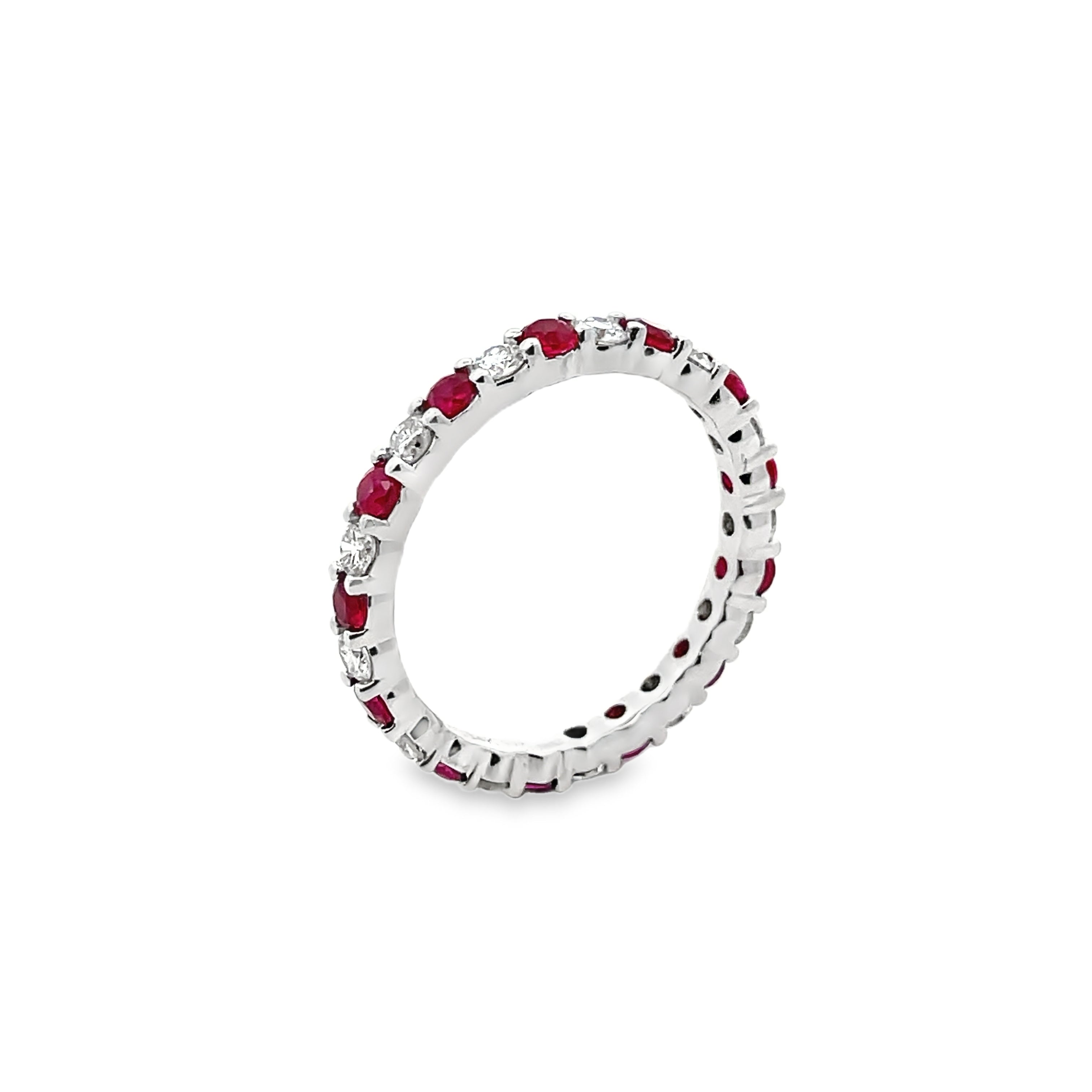 14KT WHITE GOLD RUBY & DIAMOND BAND