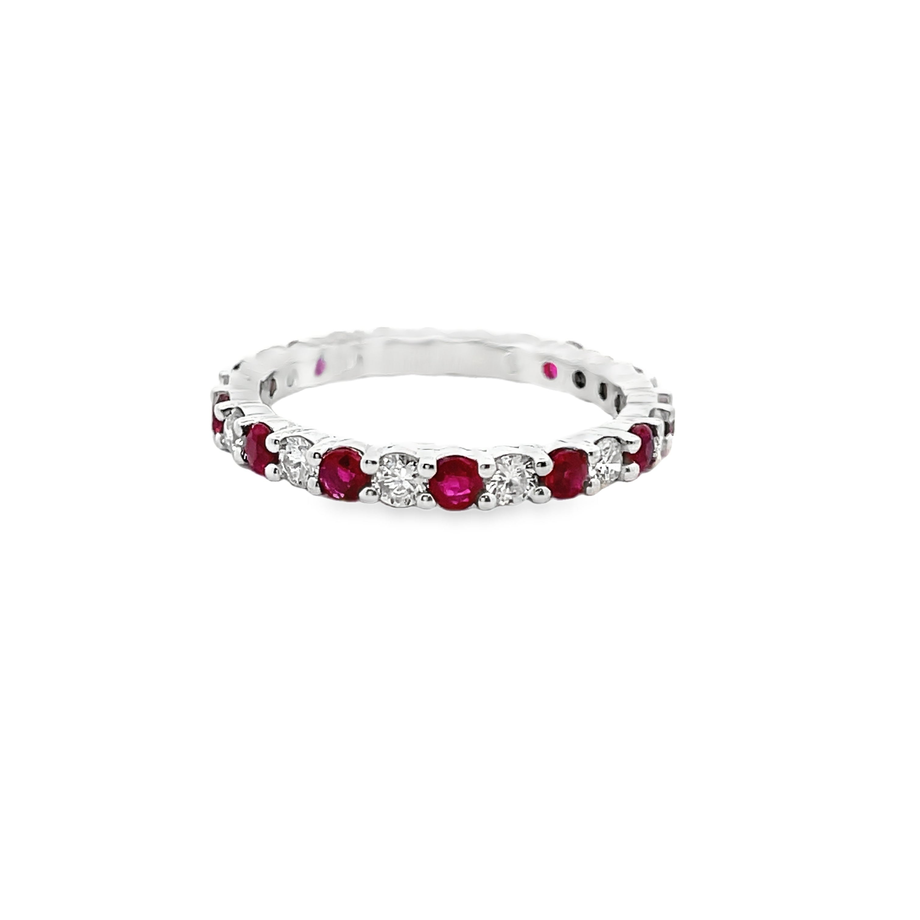 14KT WHITE GOLD RUBY & DIAMOND BAND