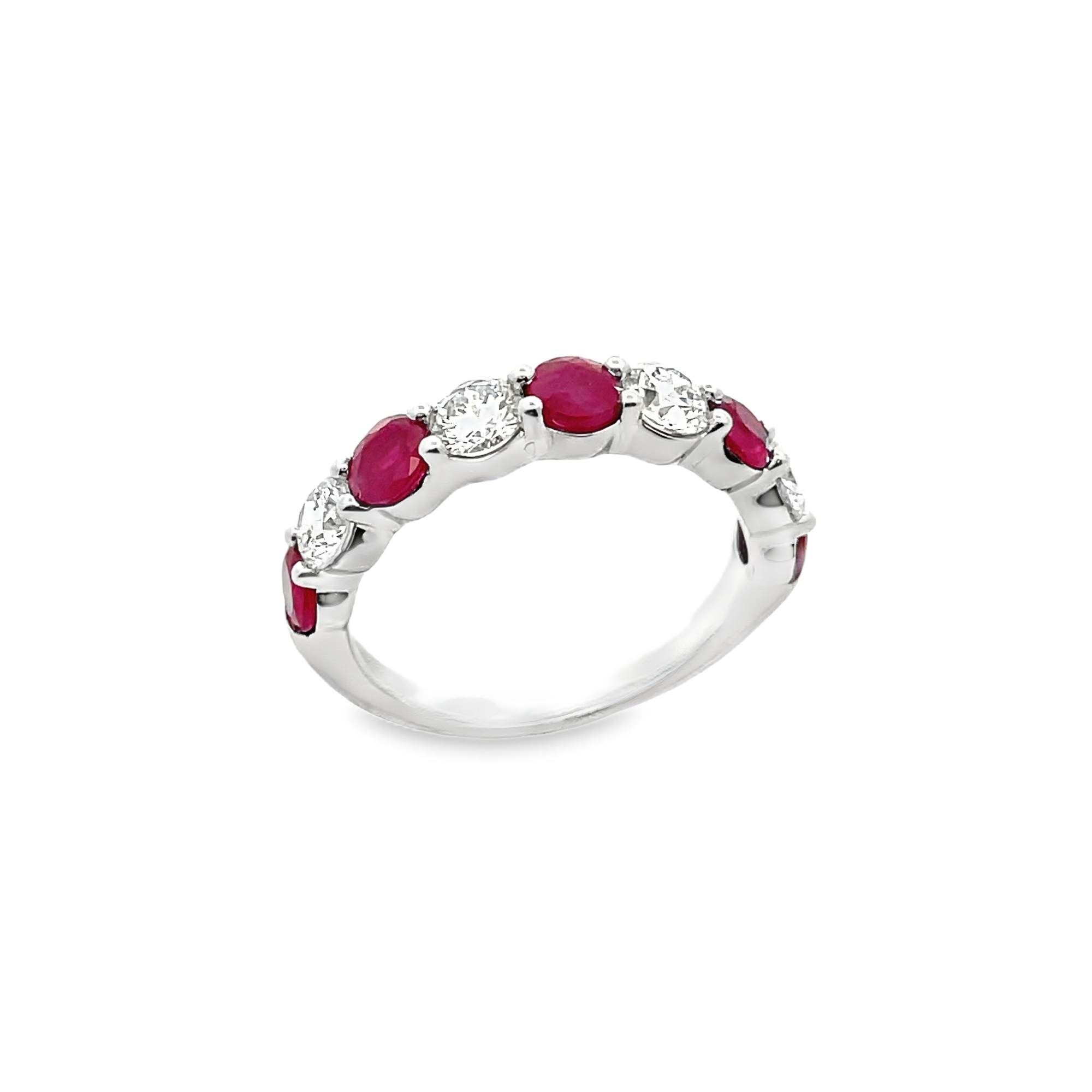 14KT WHITE GOLD RUBY & DIAMOND BAND