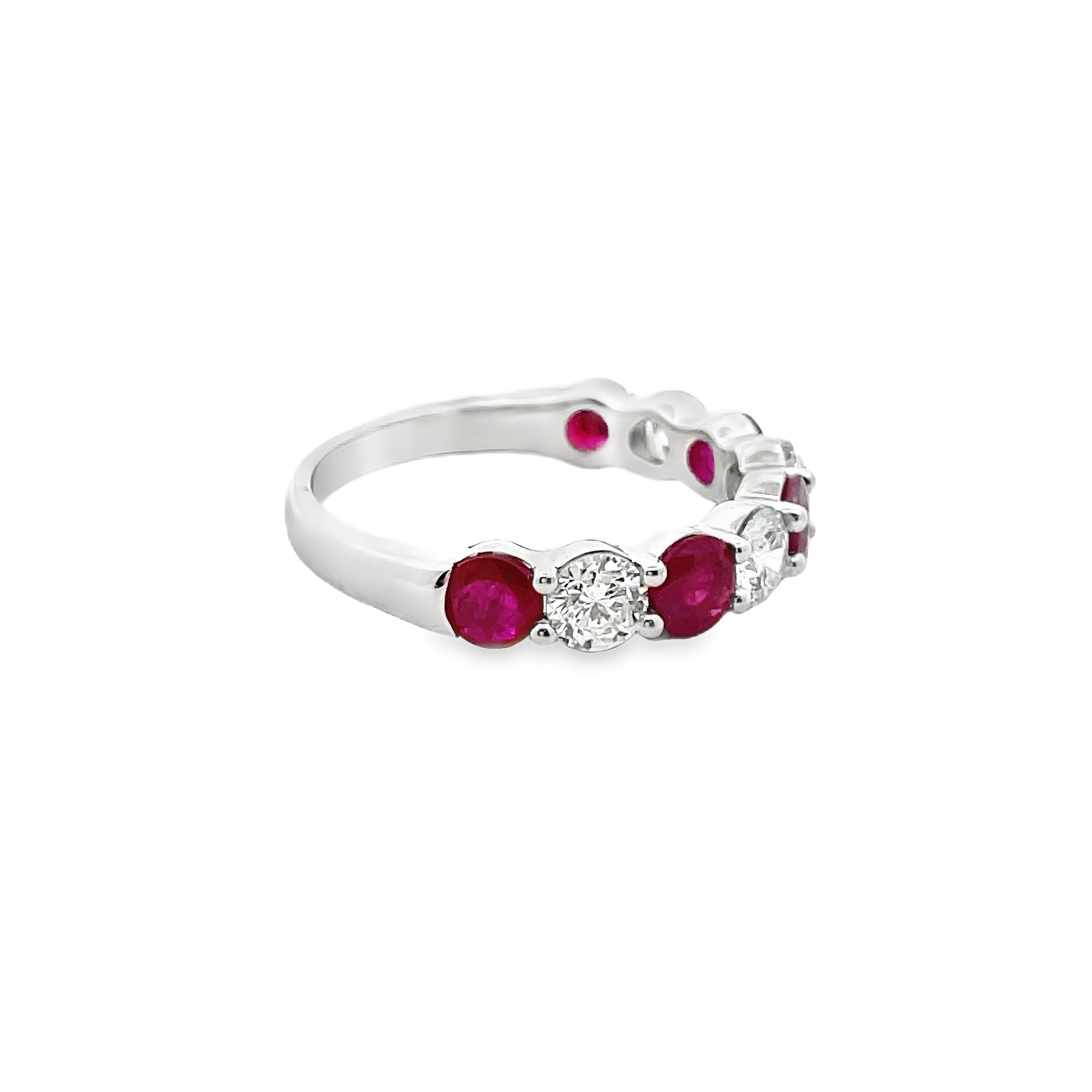 14KT WHITE GOLD RUBY & DIAMOND BAND