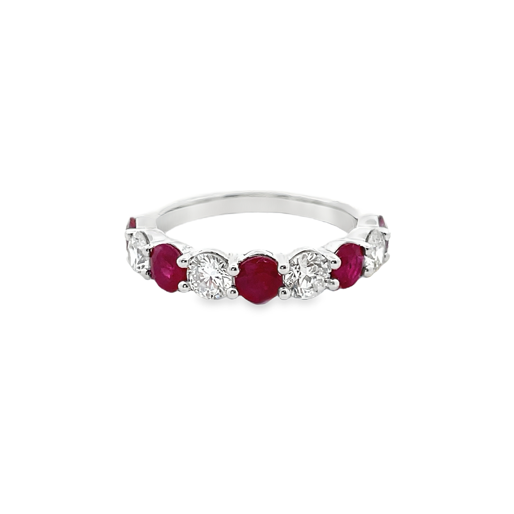 14KT WHITE GOLD RUBY & DIAMOND BAND