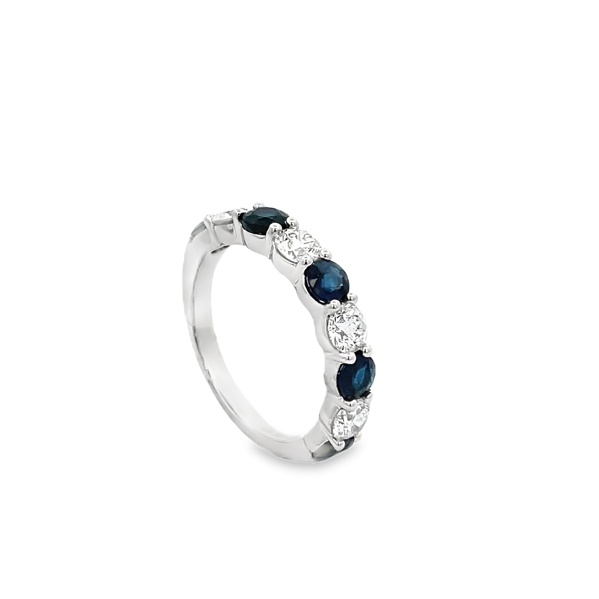 14KT WHITE GOLD SAPPHIRE & DIAMOND BAND