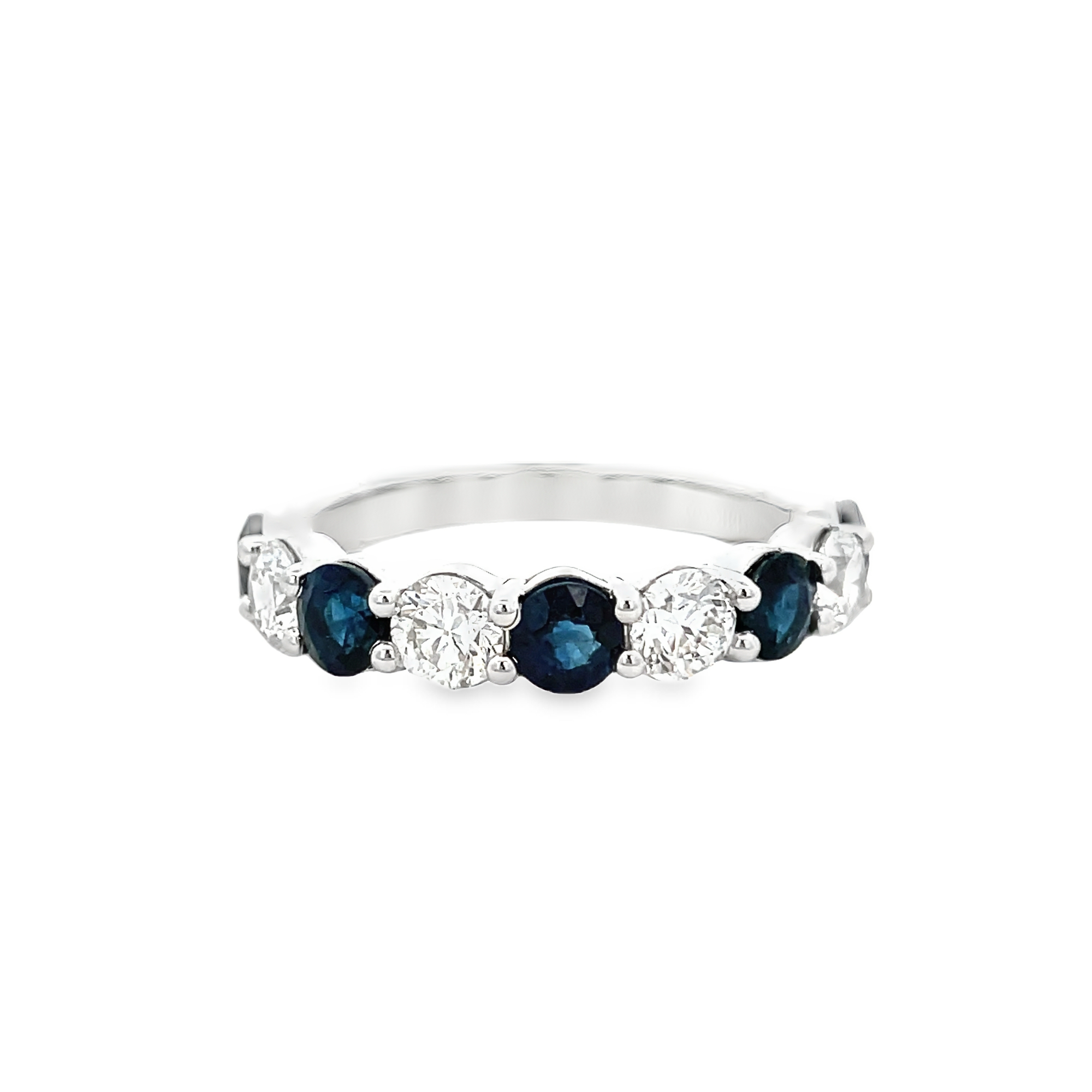 14KT WHITE GOLD SAPPHIRE & DIAMOND BAND