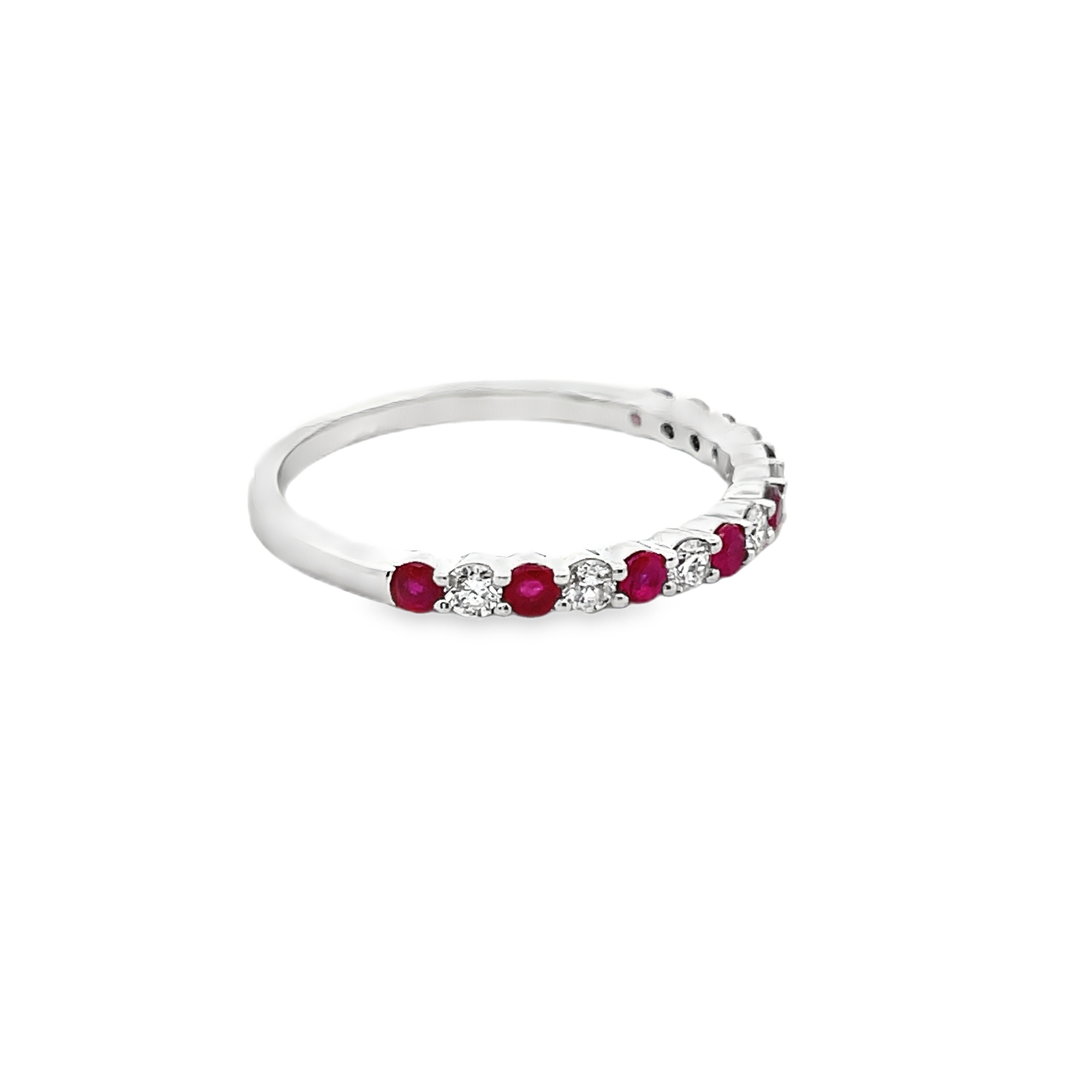 14KT WHITE GOLD RUBY & DIAMOND BAND