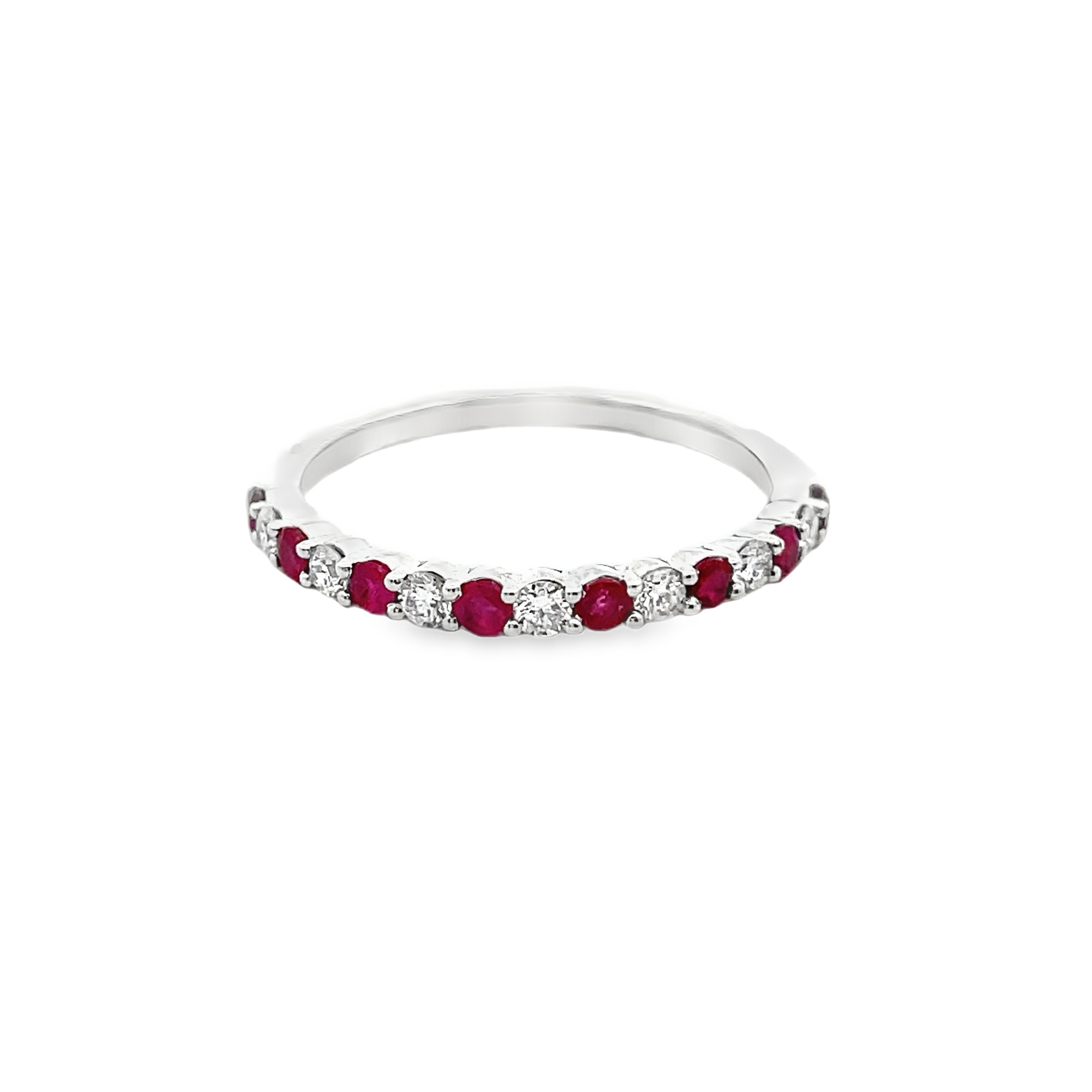 14KT WHITE GOLD RUBY & DIAMOND BAND