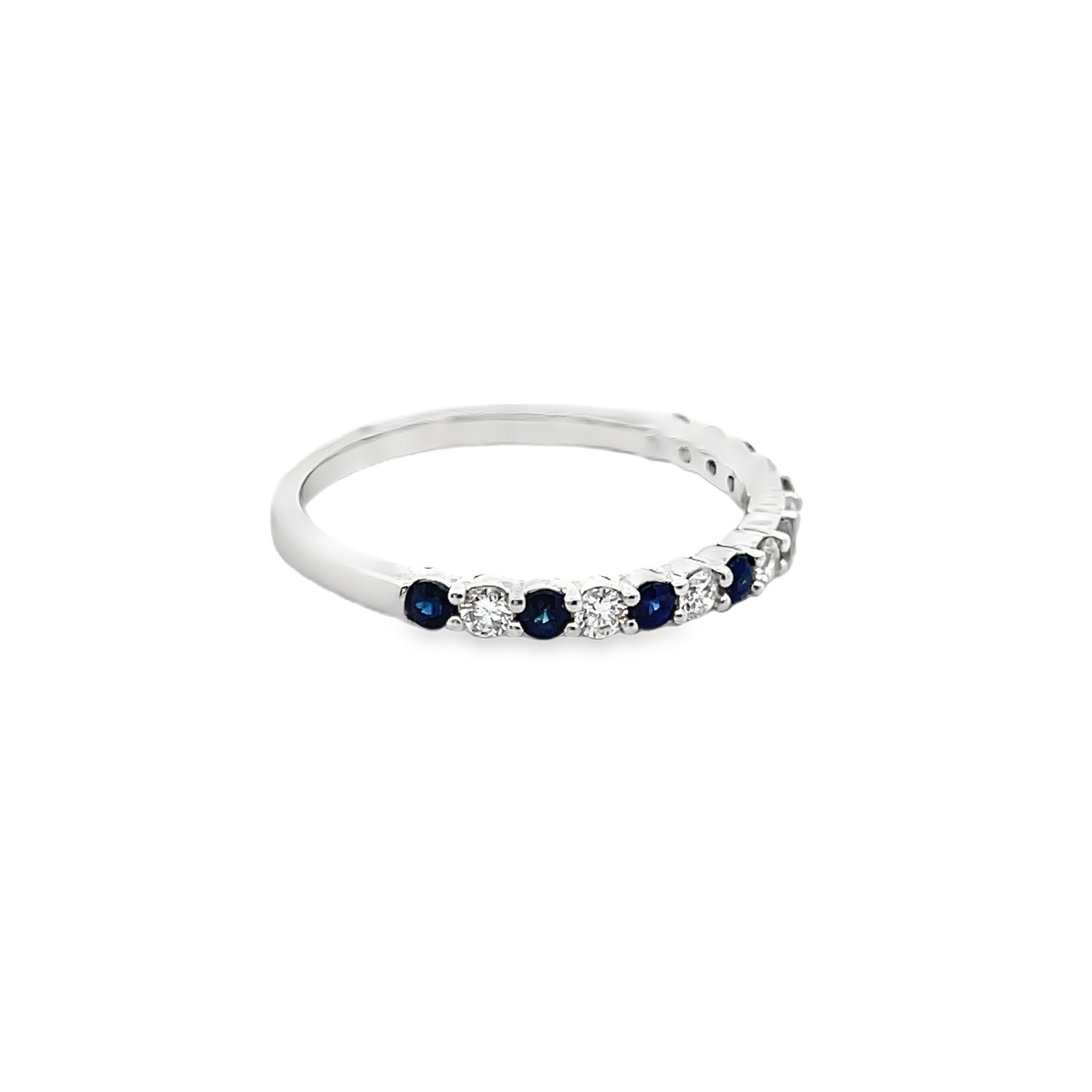 14KT WHITE GOLD SAPPHIRE & DIAMOND BAND